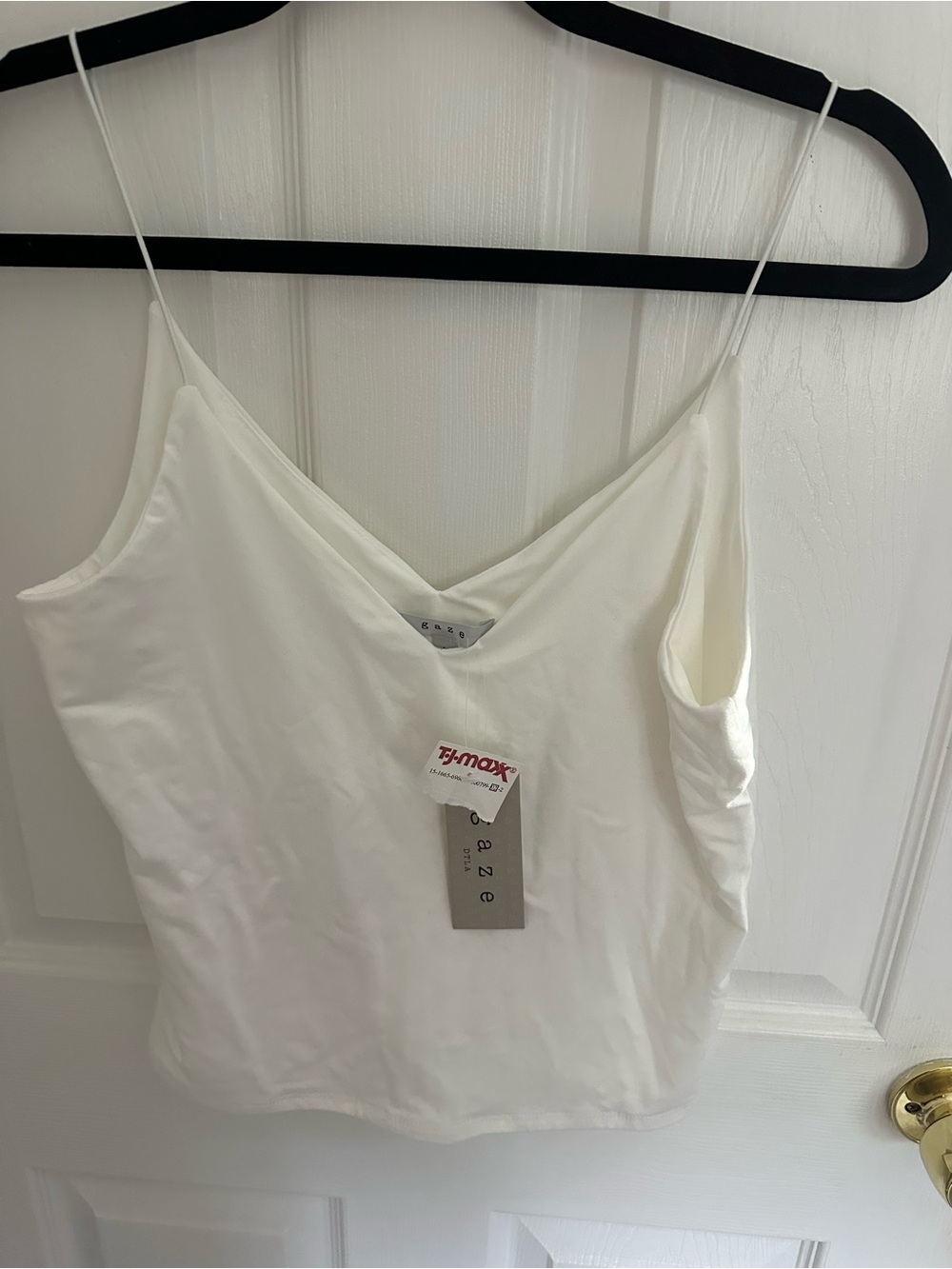 White Spaghetti Strap V-Neck Tank Crop Top Size Large NWT